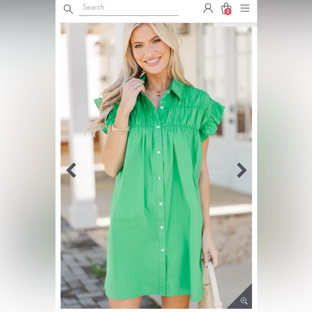 Vibrant Green Button-Up Dress Medium - NWT